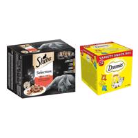 Sheba mističky  48 x 85 g + Dreamies mixbox 12 x 60 g - 15 % zľava - Selection v omáčke Herzhafte Komposition