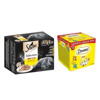 Sheba mističky  48 x 85 g + Dreamies mixbox 12 x 60 g - 15 % zľava - Selection v omáčke Hydinová variácia