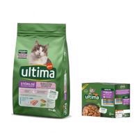 Ultima Cat 10 kg + Sterilized mix II 8 x 85g zdarma! - Sterilized Sensible so pstruhom 10 kg + Sterilized mix II (kuracie, hovädzie, tuniak, morské ryby) 8 x 85 g