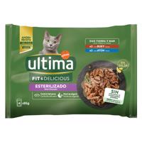 Ultima Cat,  48 x 85 g - 40 + 8 zdarma! - Cat Sterilized hovädzie a tuniak