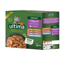 Ultima Sterilized Cat 48 x 85 g - mix I (kuracie, morčacie, losos, pstruh)