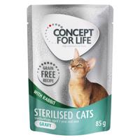 Výhodné balenie Concept for Life bez obilnín 24 x 85 g - Sterilised Cats králičie - v omáčke