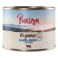 Výhodné balenie Purizon Organic 12 x 200 g - losos a kuracie so špenátom