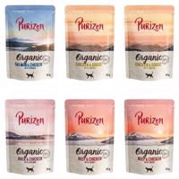 Výhodné balenie Purizon Organic 12 x 85 g - miešané balenie (4 x kuracie, 4 x hovädzie, 2 x losos, 2 x kačacie)