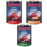 Výhodné balenie Rocco Classic 24 x 400 g - exkluzívny mix: hovädzie, hovädzie/losos, hovädzie/kačacie