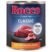 Výhodné balenie Rocco Classic 24 x 800 g - hovädzie s hydinovými srdiečkami