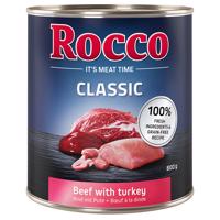 Výhodné balenie Rocco Classic 24 x 800 g - hovädzie s morčacím mäsom