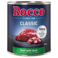 Výhodné balenie Rocco Classic 24 x 800 g - NOVINKA: hovädzie s kačacím