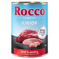 Výhodné balenie Rocco Junior 12 x 400 g - hydinové s hovädzím