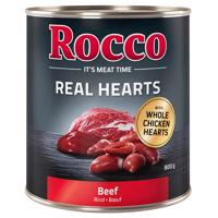 Výhodné balenie Rocco Real Hearts 24 x 800 g - hovädzie s celými kuracími srdcami