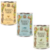 Výhodné balenie Rosie's Farm Adult 24 x 400 g  - mix 3 druhy (kuracie, ryby, divina)