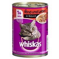 Whiskas 1+ konzervy 12 x 400 g - 1+ hovädzie a pečeň v omáčke