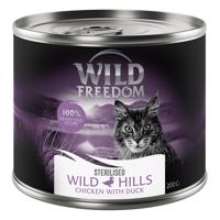 Wild Freedom, 6 x 200 g, 5 + 1 zadarmo! - Wild Hills Sterilised – kačacie a kuracie  (6 x 200 g)