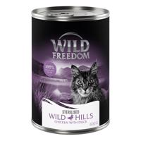 Wild Freedom Adult Sterilised 6 x  400 g – bez obilnín - Wild Hills Sterilised – kačacie a kuracie