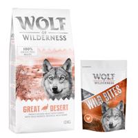 Wolf of Wilderness granule 12 kg + snack 180g zadarmo! - Adult "Great Desert" morčacie - bez obilnín + Wide Acres Chicken 180g