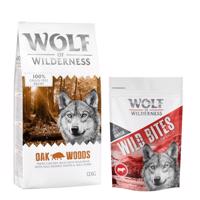 Wolf of Wilderness granule 12 kg + snack 180g zadarmo! - Adult "Oak Woods" s diviakom - bez obilnín + High Valley Beef 180 g