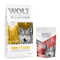 Wolf of Wilderness granule 12 kg + snack 180g zadarmo! - Adult "Sunny Glade" jeleň - bez obilnín + High Valley Beef 180 g