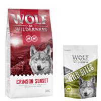 Wolf of Wilderness granule 12 kg + snack 180g zadarmo! - "Crimson Sunset" jahňacie a kozie - bez obilnín + Green Fields - Lamb 180 g