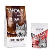 Wolf of Wilderness granule 12 kg + snack 180g zadarmo! - "Ebony Twilight" diviak a byvol - bez obilnín + High Valley Beef 180 g