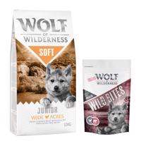 Wolf of Wilderness granule 12 kg + snack 180g zadarmo! - Junior "Soft - Wide Acres" - kuracie + Leafy Willows - Teľacie & kuracie 180g