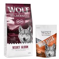 Wolf of Wilderness granule 12 kg + snack 180g zadarmo! - "Velvet Gloom" morčacie a pstruh - bez obilnín + Wide Acres Chicken 180g