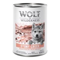 Wolf of Wilderness Junior “Expedition” 6 x 400 g - Stony Creek - hydina s hovädzím