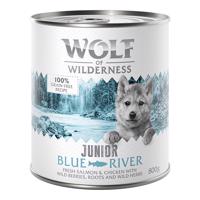 Wolf of Wilderness konzervy, 24 x 800 g - 10 % zľava - Junior Blue River- kura a losos